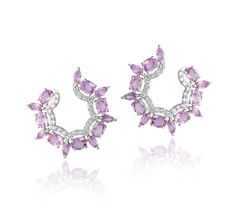 Blush Symphony Pink Sapphire Diamond Stud Earrings